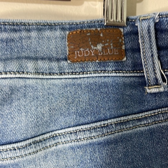 Judy Blue Harley Straight Leg Distressed Hem High Rise Jeans Sz. 14W - Picture 12 of 12